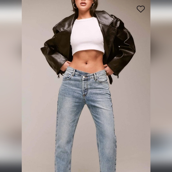 NWT Princess Polly Holly Asymmetrical Straight Leg Jeans Size 12 - Picture 14 of 15